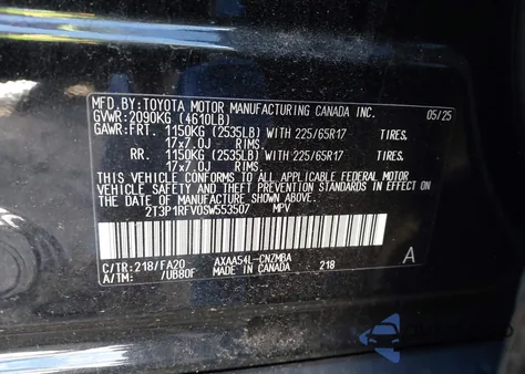 2025 Toyota Rav4 Xle from USA, damaged, VIN 2T3P1RFV0SW553507
